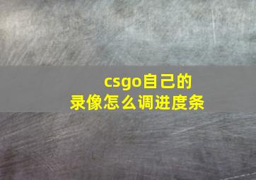 csgo自己的录像怎么调进度条