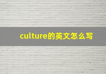 culture的英文怎么写