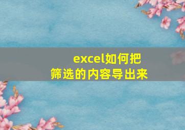 excel如何把筛选的内容导出来