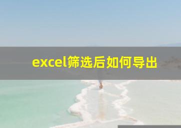 excel筛选后如何导出