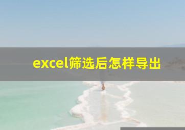 excel筛选后怎样导出