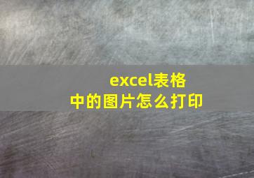 excel表格中的图片怎么打印