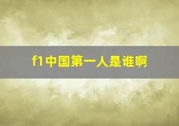 f1中国第一人是谁啊