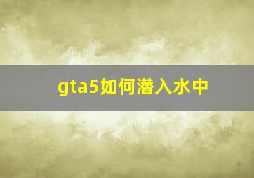 gta5如何潜入水中