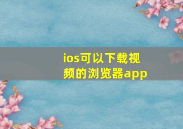 ios可以下载视频的浏览器app