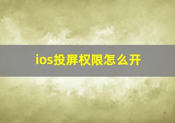 ios投屏权限怎么开