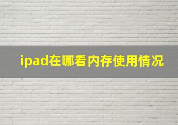 ipad在哪看内存使用情况