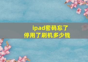 ipad密码忘了停用了刷机多少钱