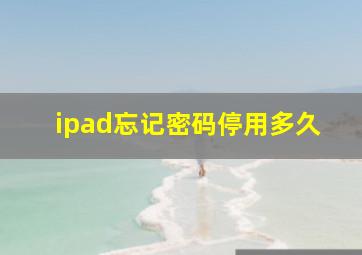 ipad忘记密码停用多久