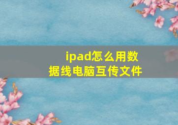 ipad怎么用数据线电脑互传文件