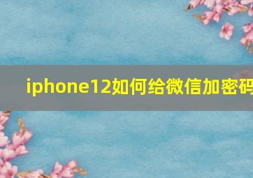 iphone12如何给微信加密码