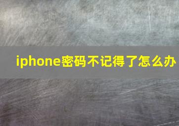 iphone密码不记得了怎么办