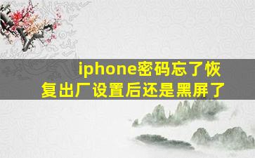 iphone密码忘了恢复出厂设置后还是黑屏了