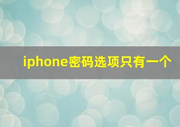 iphone密码选项只有一个