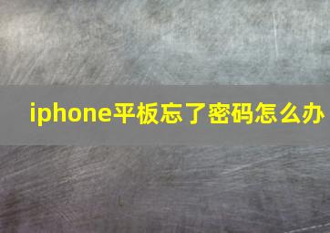 iphone平板忘了密码怎么办