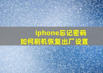 iphone忘记密码如何刷机恢复出厂设置