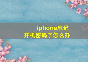 iphone忘记开机密码了怎么办