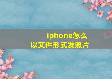 iphone怎么以文件形式发照片