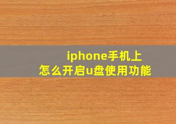 iphone手机上怎么开启u盘使用功能