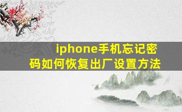 iphone手机忘记密码如何恢复出厂设置方法