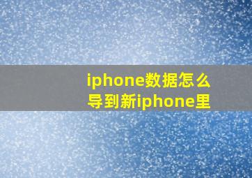 iphone数据怎么导到新iphone里