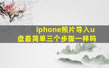 iphone照片导入u盘最简单三个步骤一样吗