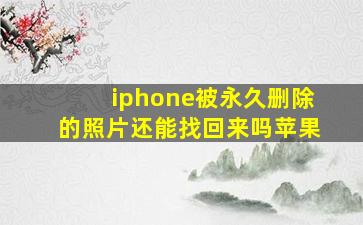 iphone被永久删除的照片还能找回来吗苹果