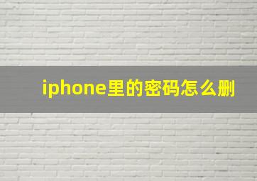 iphone里的密码怎么删