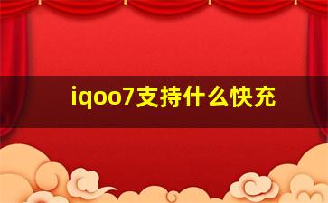 iqoo7支持什么快充