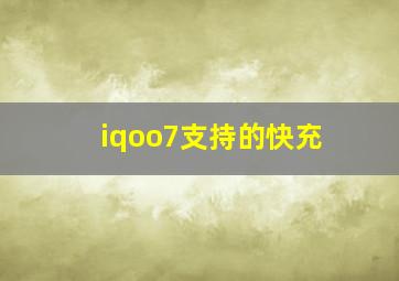 iqoo7支持的快充