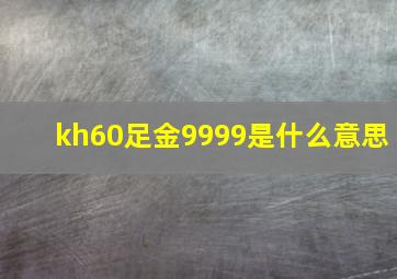 kh60足金9999是什么意思