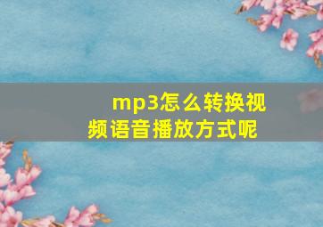 mp3怎么转换视频语音播放方式呢