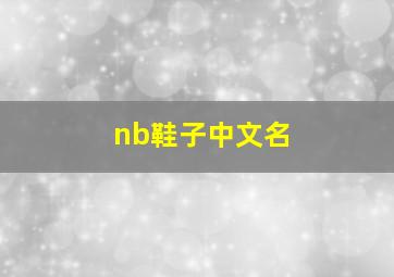 nb鞋子中文名