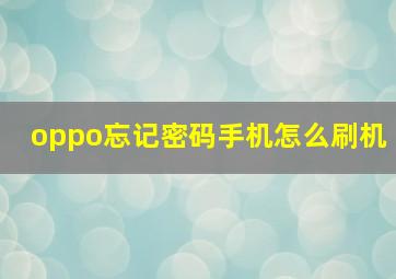 oppo忘记密码手机怎么刷机