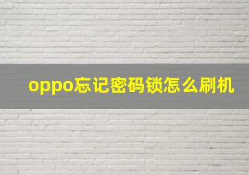 oppo忘记密码锁怎么刷机