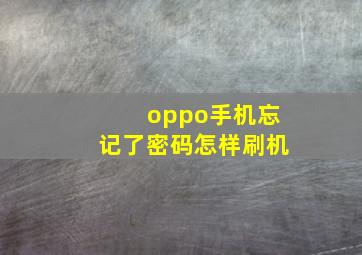 oppo手机忘记了密码怎样刷机