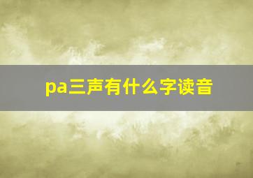 pa三声有什么字读音