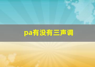 pa有没有三声调