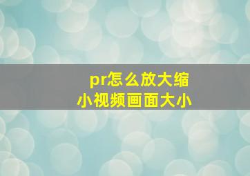 pr怎么放大缩小视频画面大小