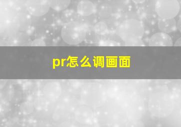 pr怎么调画面