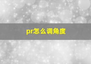 pr怎么调角度