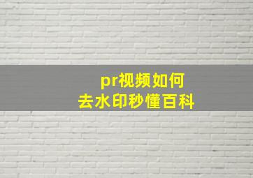 pr视频如何去水印秒懂百科