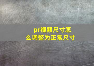 pr视频尺寸怎么调整为正常尺寸