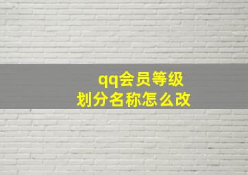 qq会员等级划分名称怎么改