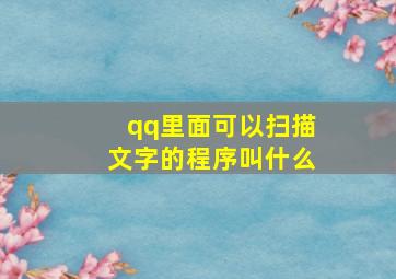 qq里面可以扫描文字的程序叫什么