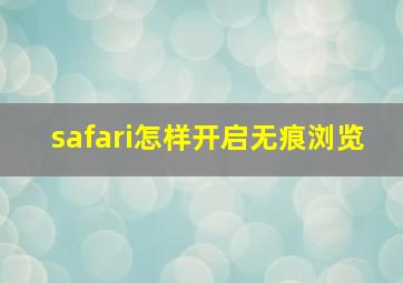 safari怎样开启无痕浏览