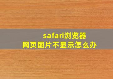 safari浏览器网页图片不显示怎么办