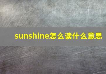 sunshine怎么读什么意思