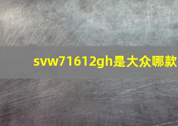 svw71612gh是大众哪款