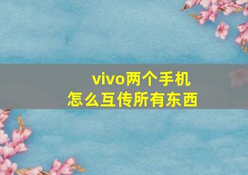 vivo两个手机怎么互传所有东西